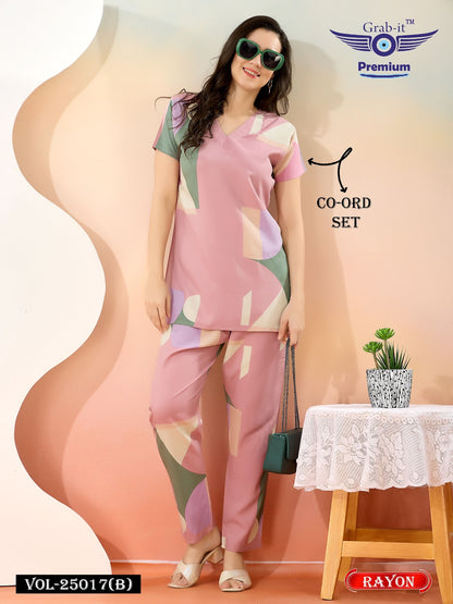Vol 25017 B Grab It Rayon Co Ord Set Supplier Ahmedabad