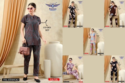Vol 25026 A Grab It Rayon Co Ord Set Exporter Ahmedabad
