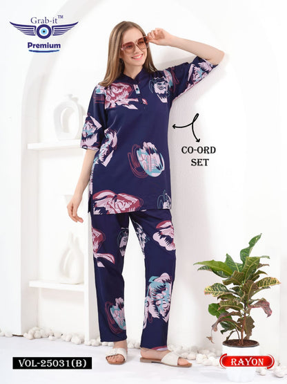 Vol 25031 B Grab It Rayon Co Ord Set Wholesaler Ahmedabad