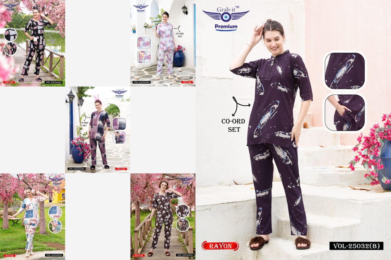 Vol 25032-B Grab It Rayon Co Ord Set Supplier Ahmedabad