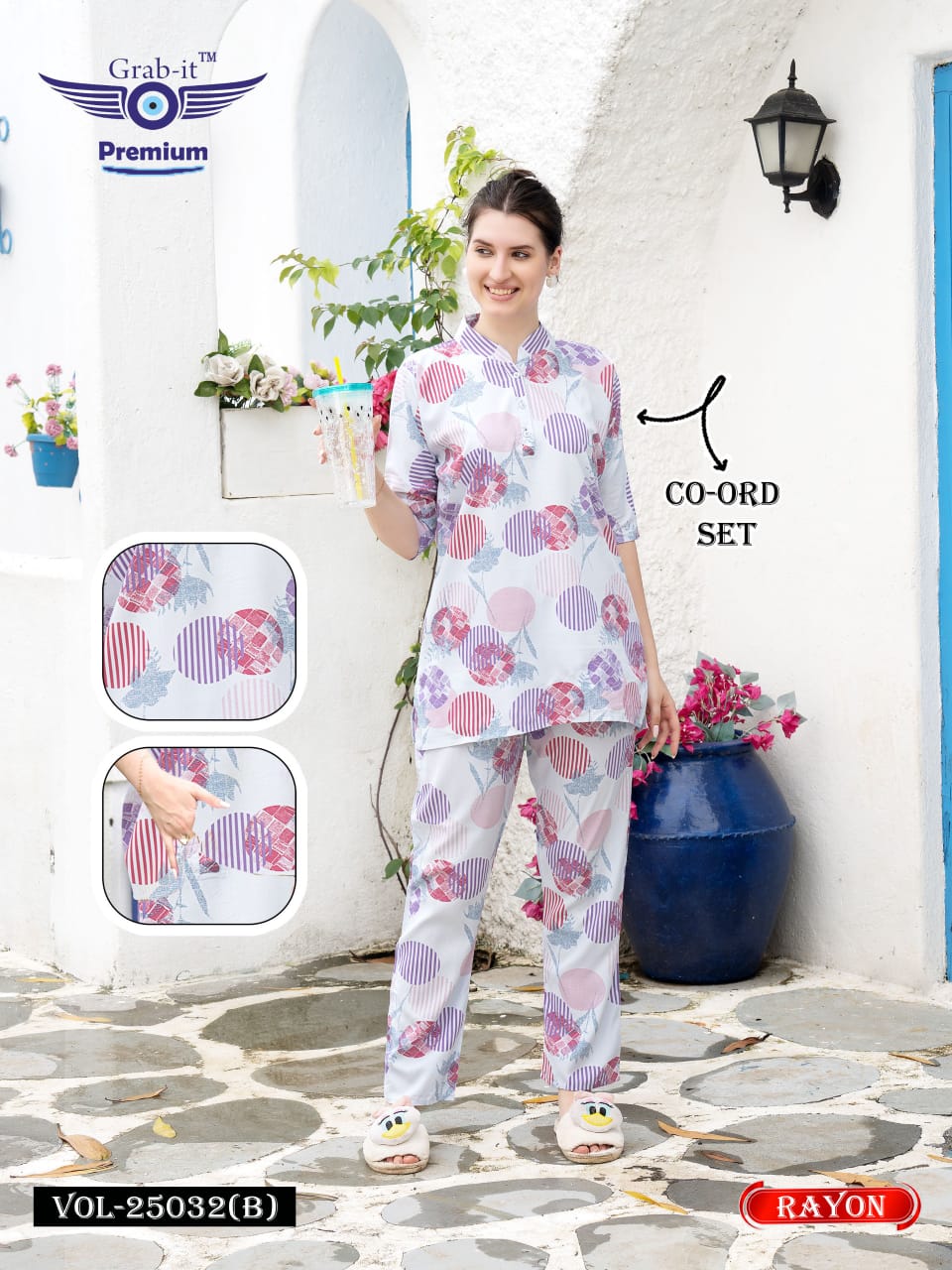 Vol 25032-B Grab It Rayon Co Ord Set Supplier Ahmedabad