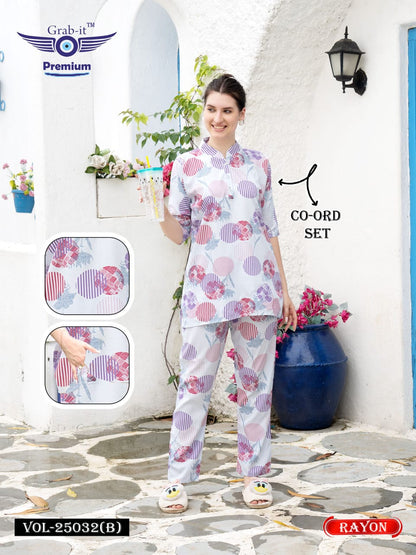 Vol 25032-B Grab It Rayon Co Ord Set Supplier Ahmedabad