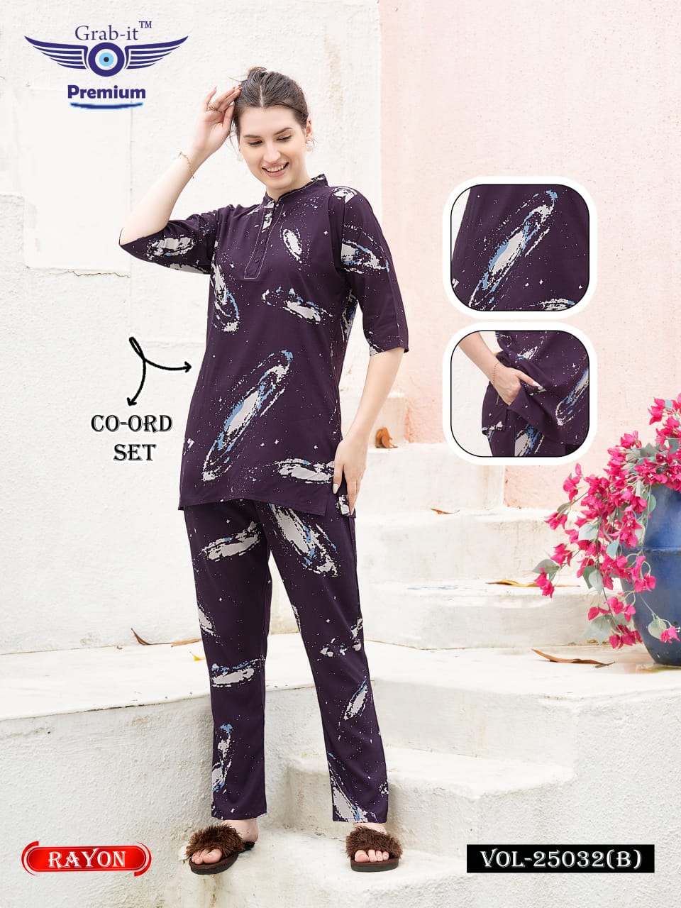 Vol 25032-B Grab It Rayon Co Ord Set Supplier Ahmedabad
