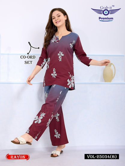 Vol 25034 B Grab It Rayon Co Ord Set Manufacturer