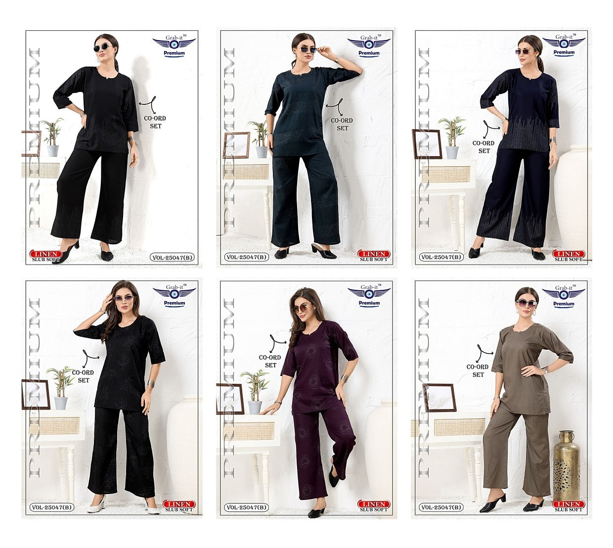 Vol 25047-B Grab It Linen Slub Co Ord Set Manufacturer