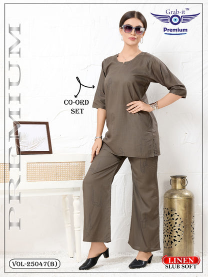 Vol 25047-B Grab It Linen Slub Co Ord Set Manufacturer