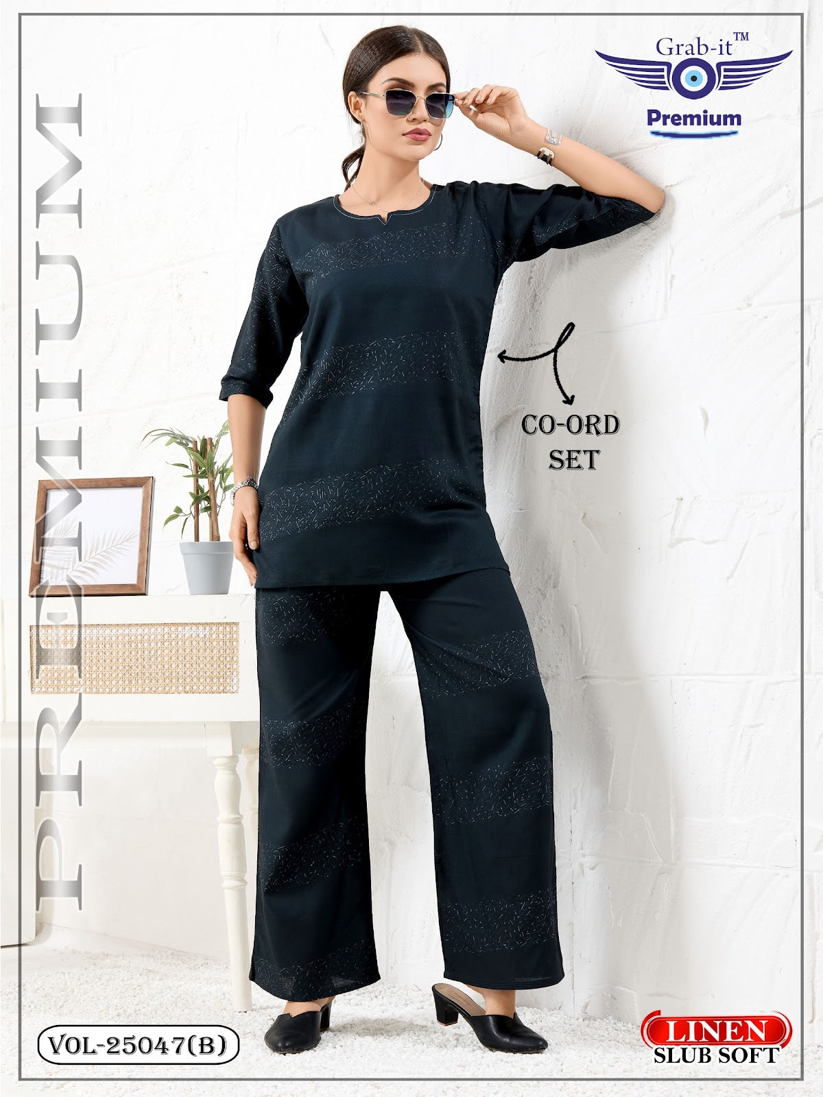 Vol 25047-B Grab It Linen Slub Co Ord Set Manufacturer