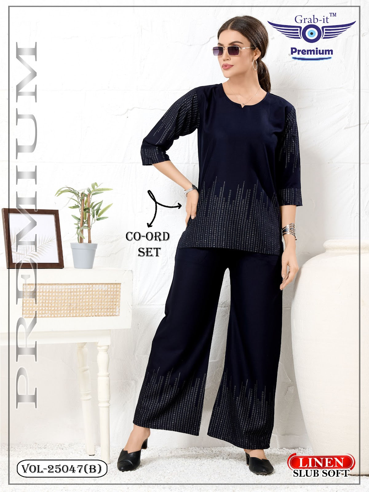 Vol 25047-B Grab It Linen Slub Co Ord Set Manufacturer
