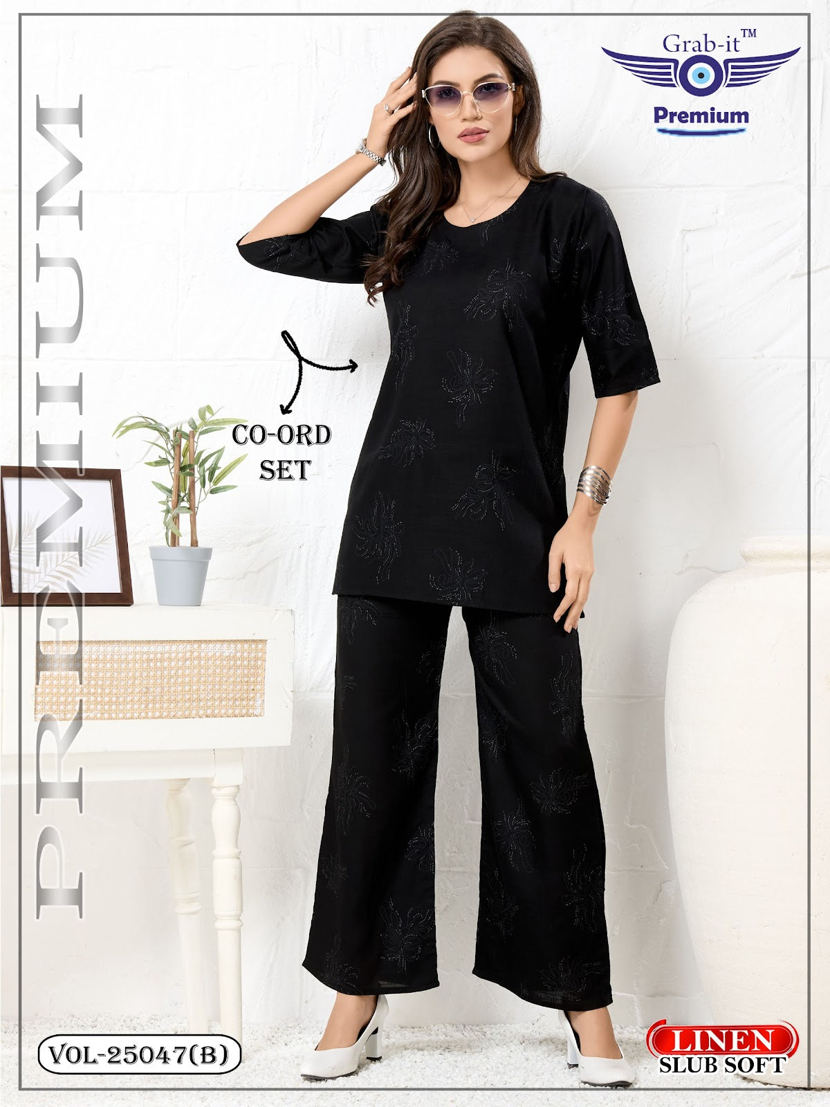 Vol 25047-B Grab It Linen Slub Co Ord Set Manufacturer
