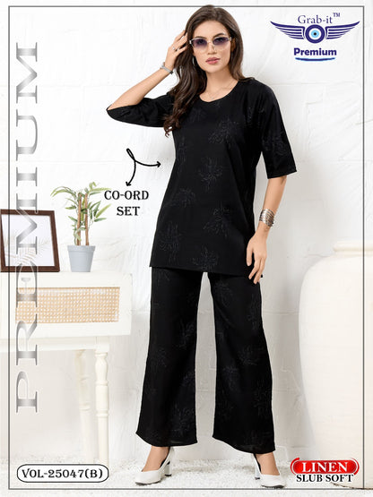 Vol 25047-B Grab It Linen Slub Co Ord Set Manufacturer