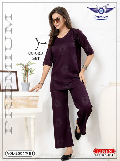 Vol 25047-B Grab It Linen Slub Co Ord Set Manufacturer