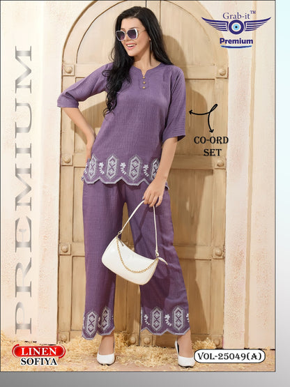 Vol 25049-A Grab It Linen Sofiya Co Ord Set Wholesale