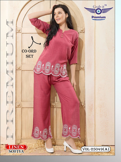 Vol 25049-A Grab It Linen Sofiya Co Ord Set Wholesale