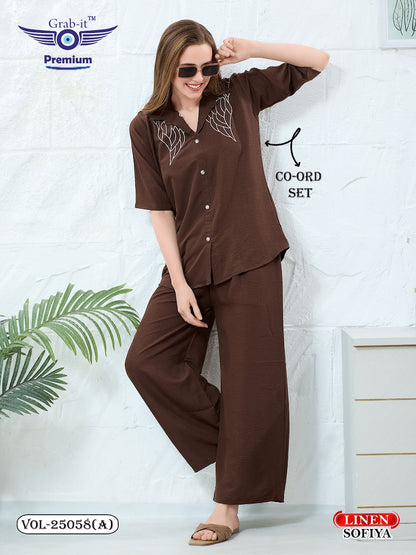 Vol 25058 A Grab It Linen Co Ord Set Exporter Gujarat