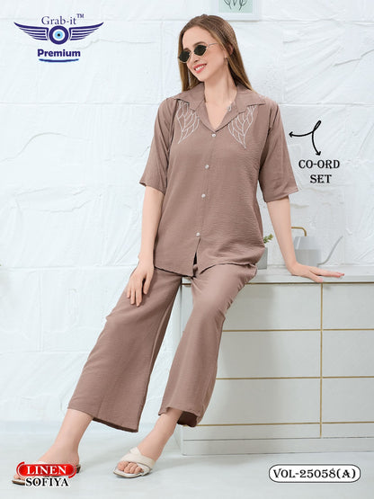 Vol 25058 A Grab It Linen Co Ord Set Exporter Gujarat
