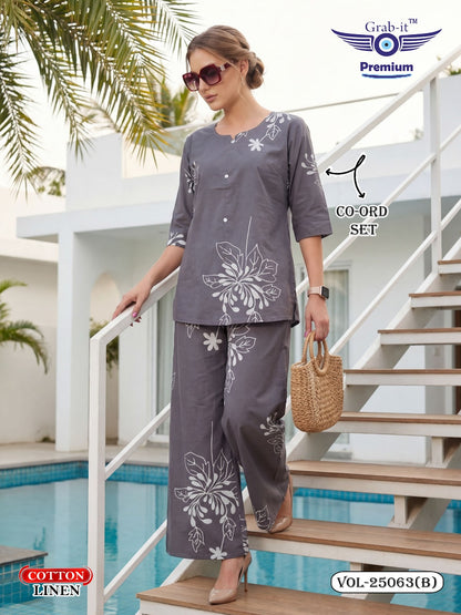 Vol 25063 B Grab It Cotton Linen Co Ord Set Supplier Ahmedabad