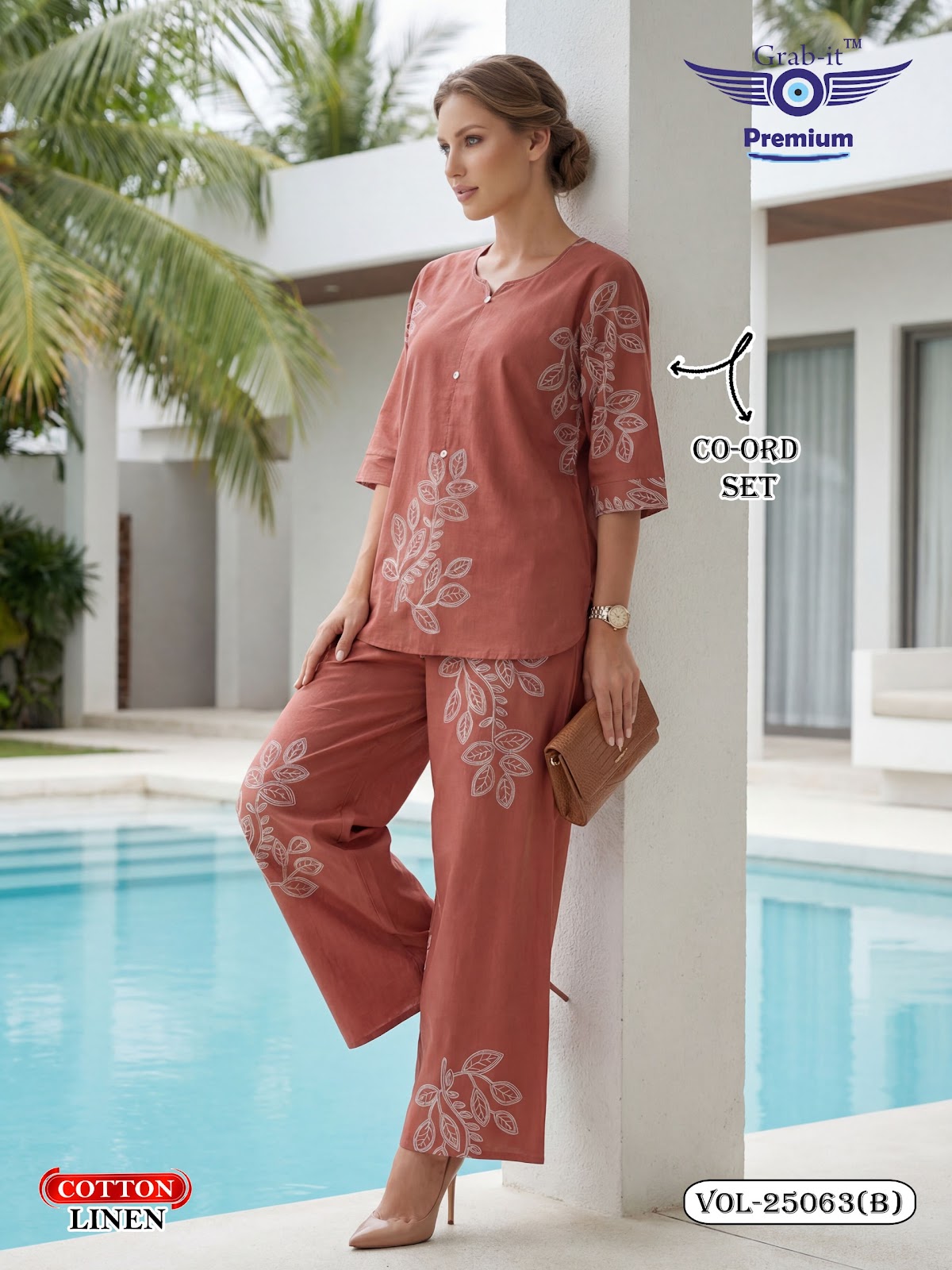 Vol 25063 B Grab It Cotton Linen Co Ord Set Supplier Ahmedabad