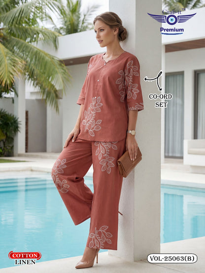 Vol 25063 B Grab It Cotton Linen Co Ord Set Supplier Ahmedabad