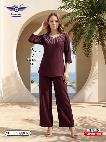 Vol 25099 A Grab It Linen Co Ord Set Manufacturer