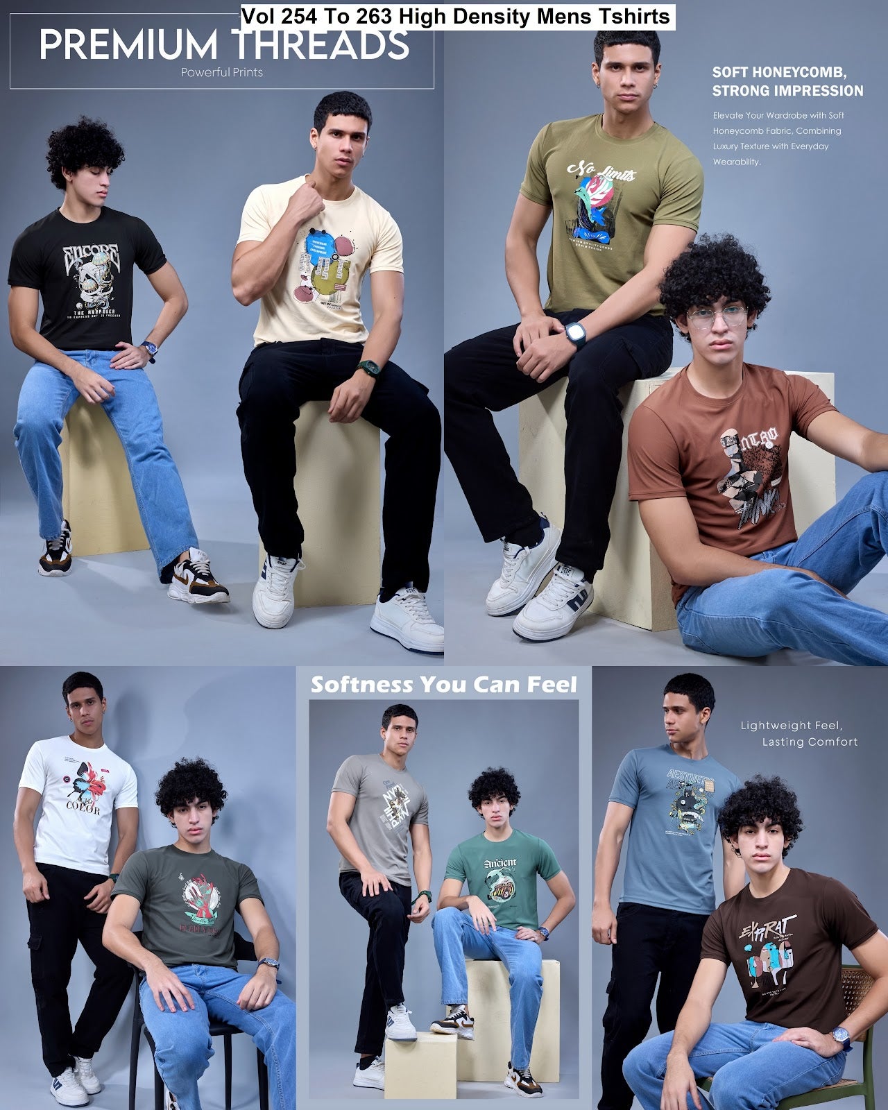 Vol 254 To 263 High Density Honey Comb Mens Tshirts Exporter