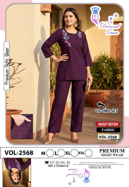 Vol 2568 Diamond Queen Heavy Reyon Co Ord Set Wholesale Price