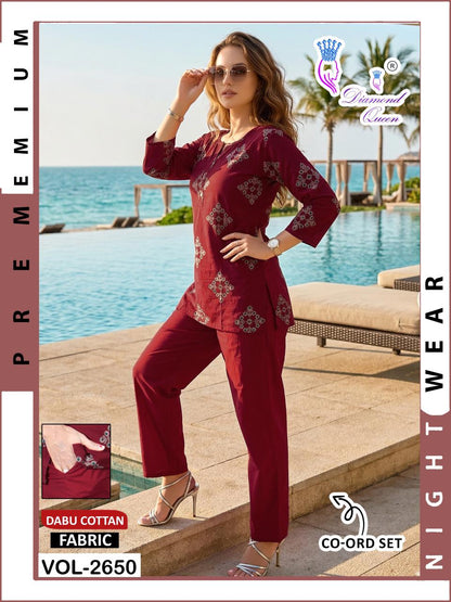 Vol 2648-2653 Diamond Queen Dhabu Cotton Co Ord Set Wholesale Price