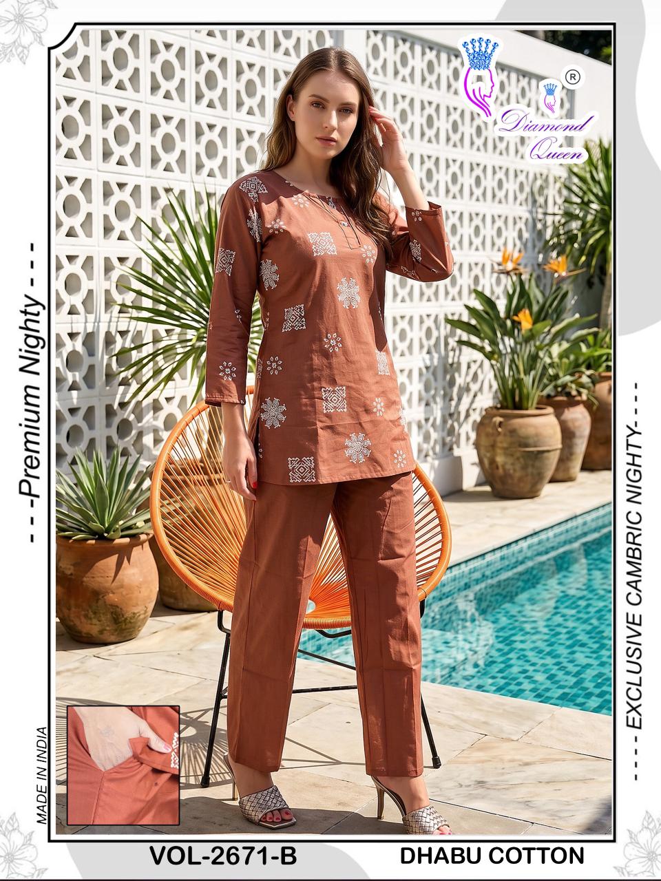 Vol 2669-2674 Diamond Queen Dhabu Cotton Co Ord Set Supplier India