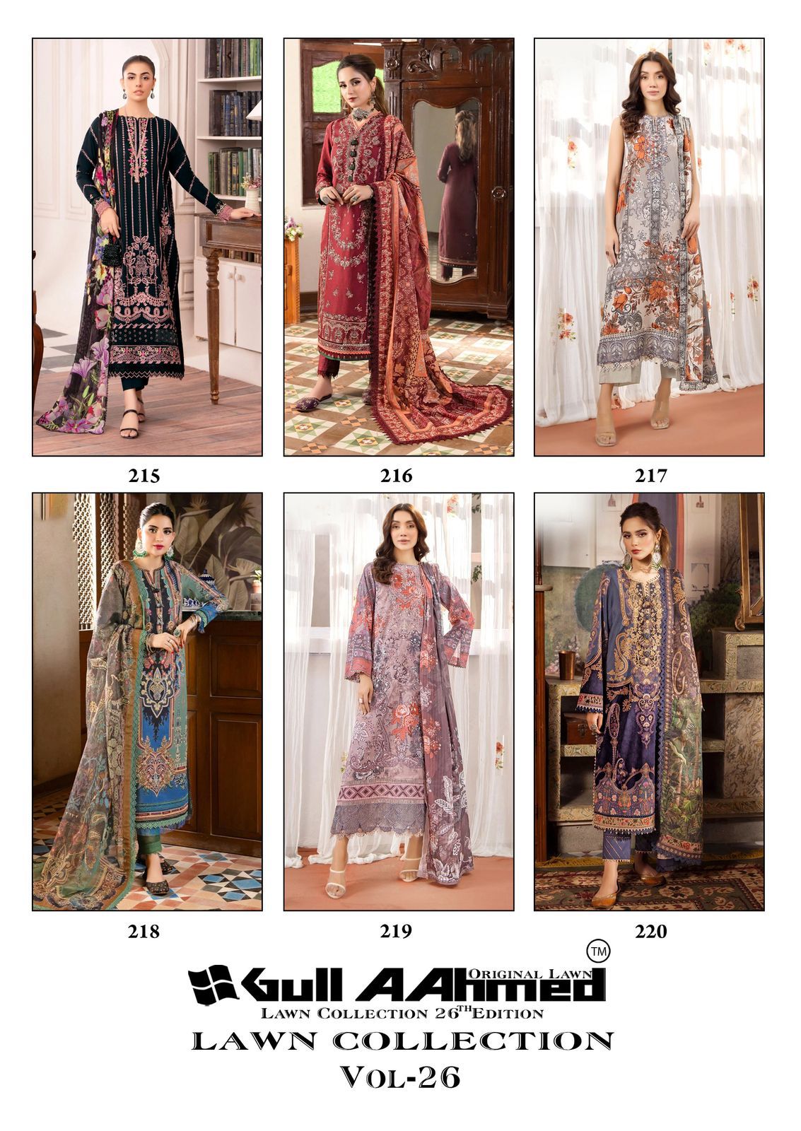 Vol 26 Lawn Collection Gul Ahmed Karachi Salwar Suits Manufacturer Ahmedabad