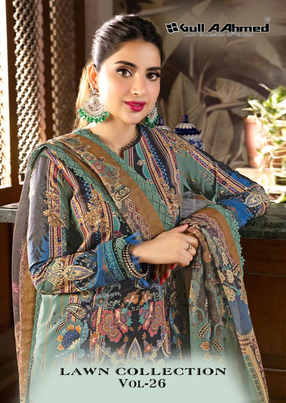 Vol 26 Lawn Collection Gul Ahmed Karachi Salwar Suits Manufacturer Ahmedabad