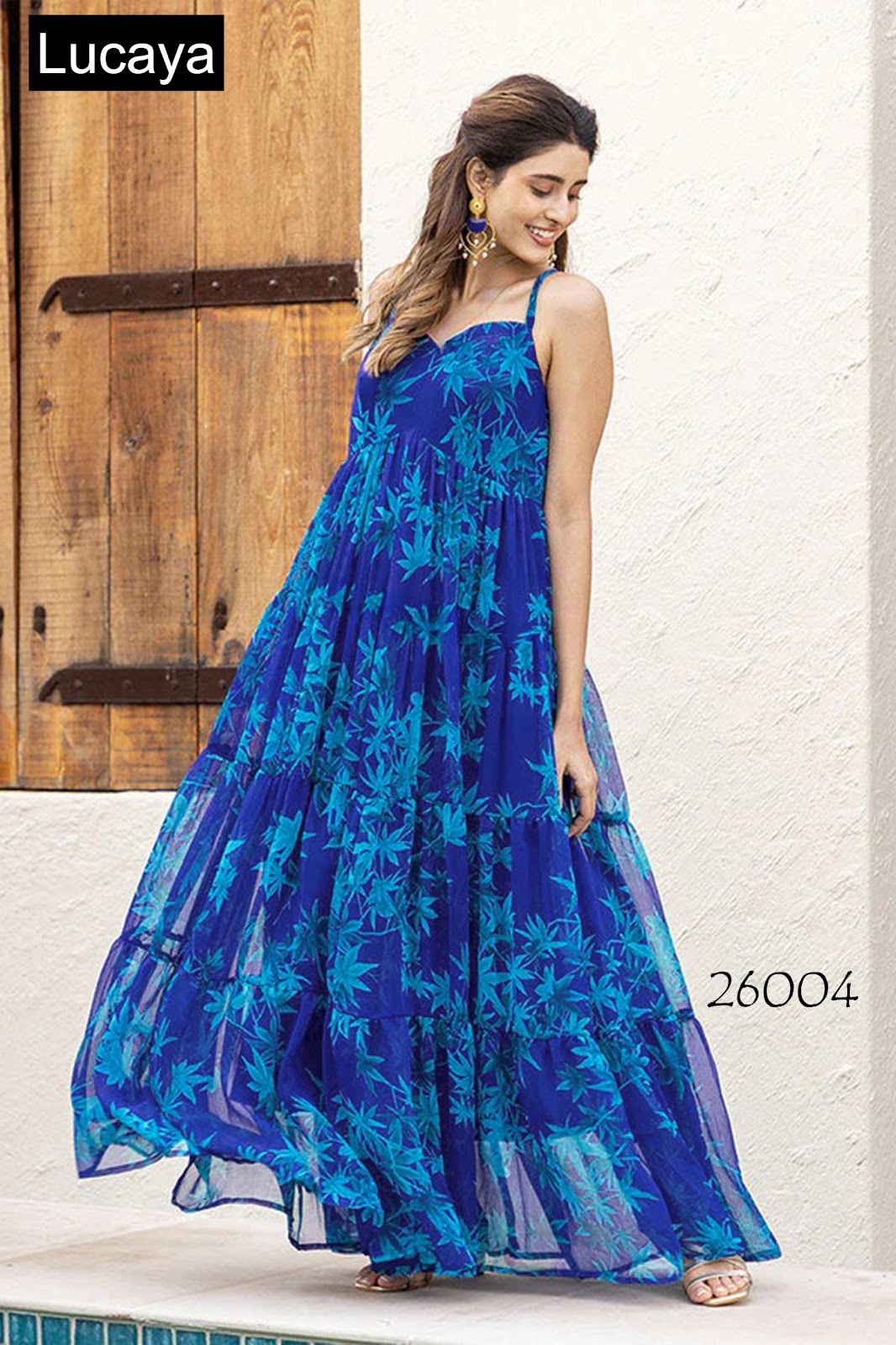 Vol 26 Lucaya Fox Georgette One Piece Gown Exporter Gujarat