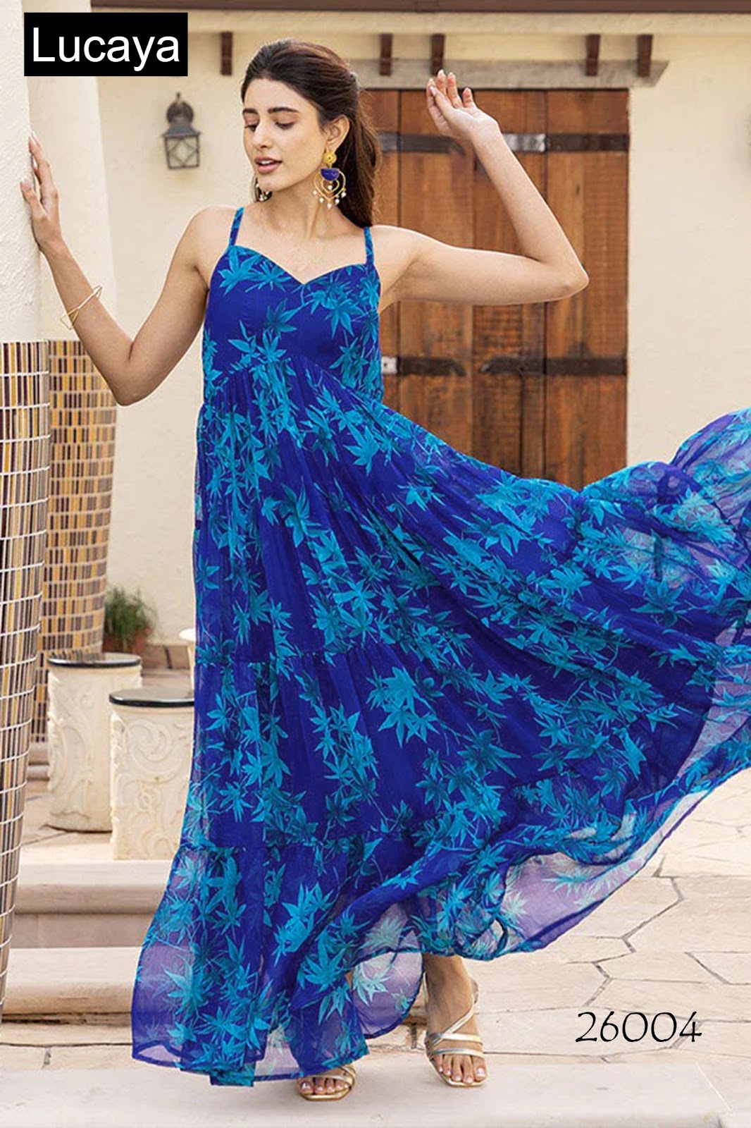 Vol 26 Lucaya Fox Georgette One Piece Gown Exporter Gujarat