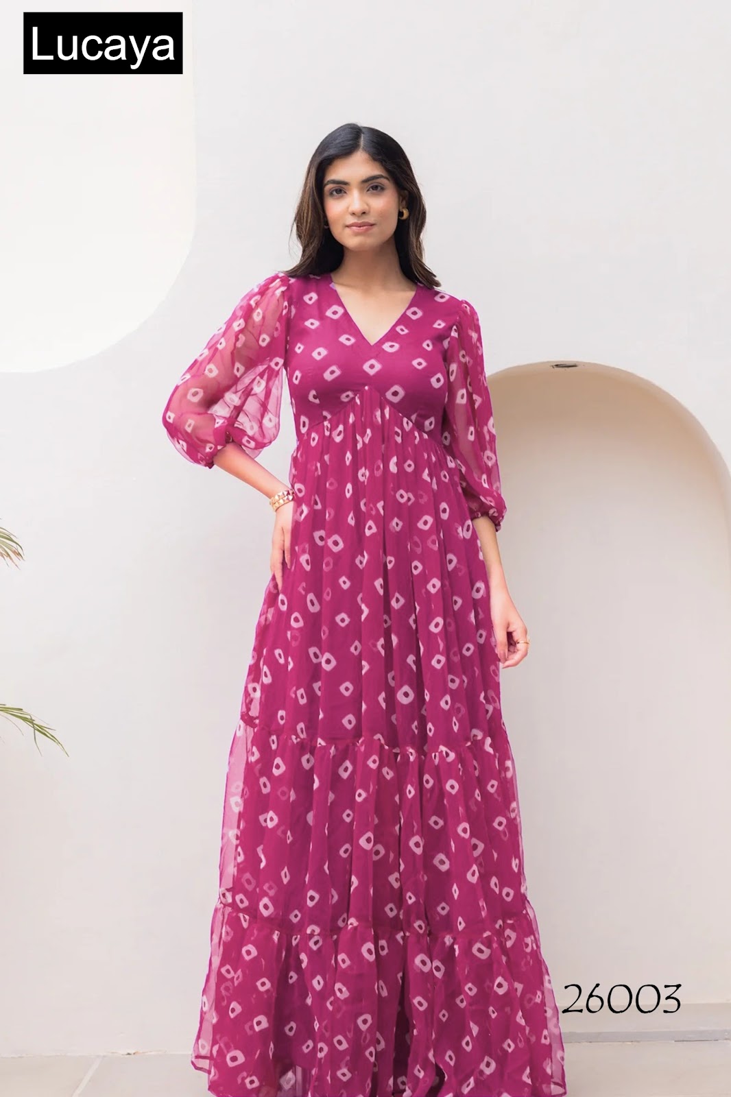 Vol 26 Lucaya Fox Georgette One Piece Gown Exporter Gujarat