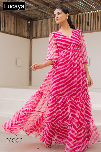 Vol 26 Lucaya Fox Georgette One Piece Gown Exporter Gujarat