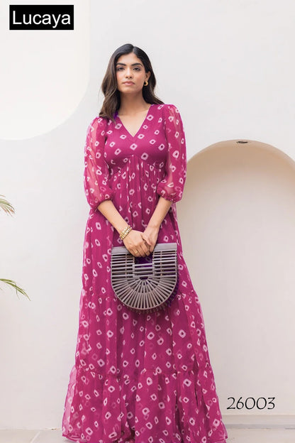 Vol 26 Lucaya Fox Georgette One Piece Gown Exporter Gujarat