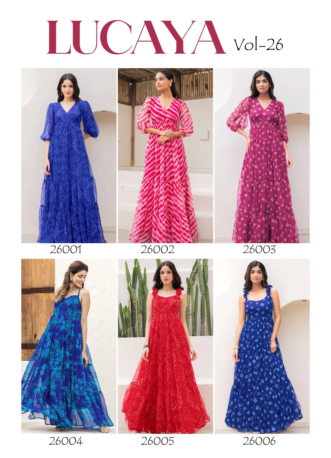 Vol 26 Lucaya Fox Georgette One Piece Gown Exporter Gujarat