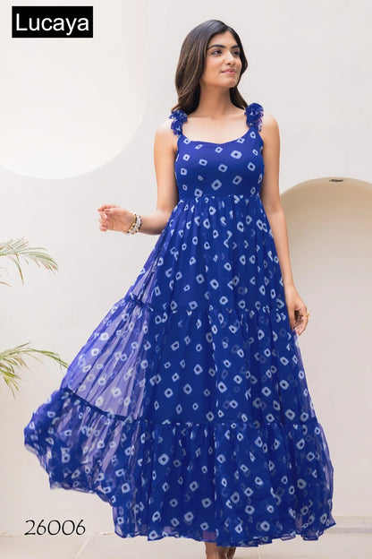 Vol 26 Lucaya Fox Georgette One Piece Gown Exporter Gujarat