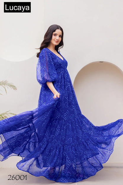 Vol 26 Lucaya Fox Georgette One Piece Gown Exporter Gujarat