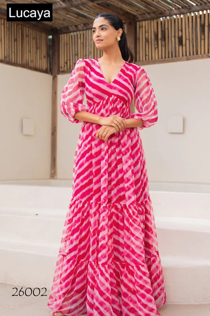 Vol 26 Lucaya Fox Georgette One Piece Gown Exporter Gujarat