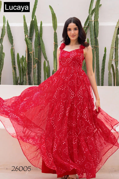 Vol 26 Lucaya Fox Georgette One Piece Gown Exporter Gujarat