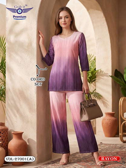 Vol 27001 A Grab It Rayon Co Ord Set Wholesaler Ahmedabad