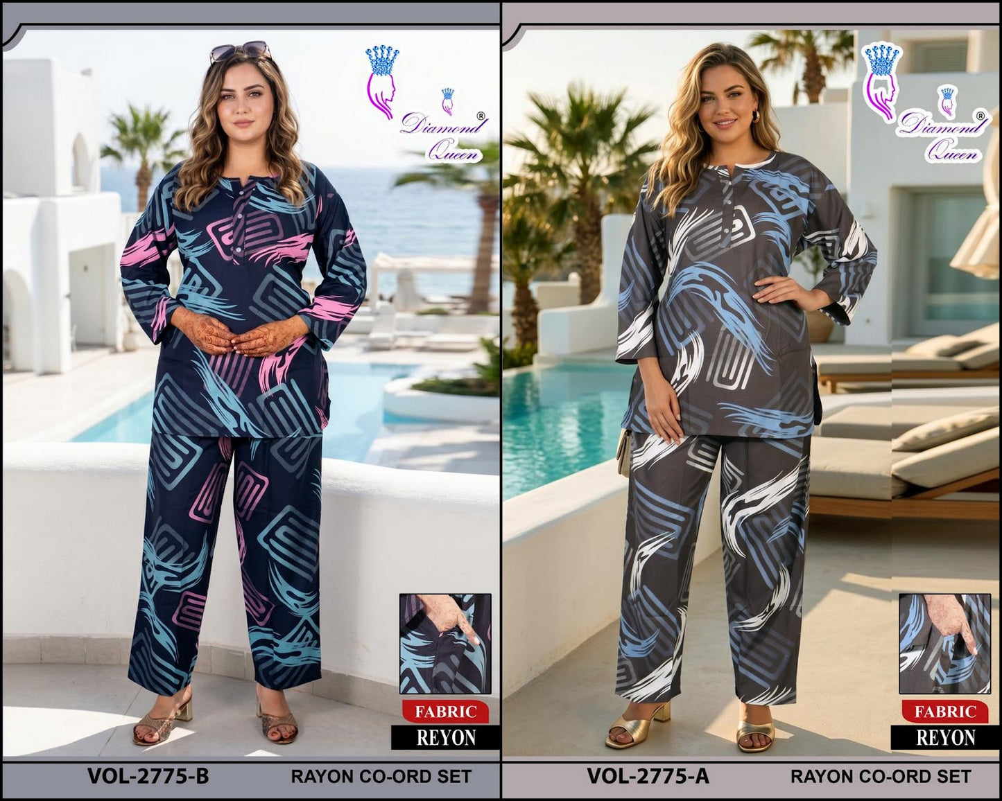 Vol 2768-2779 Diamond Queen Rayon 22Kg Co Ord Set Wholesaler Ahmedabad