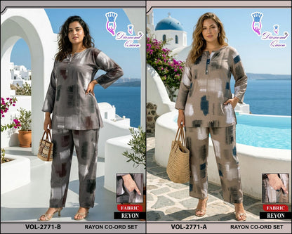 Vol 2768-2779 Diamond Queen Rayon 22Kg Co Ord Set Wholesaler Ahmedabad
