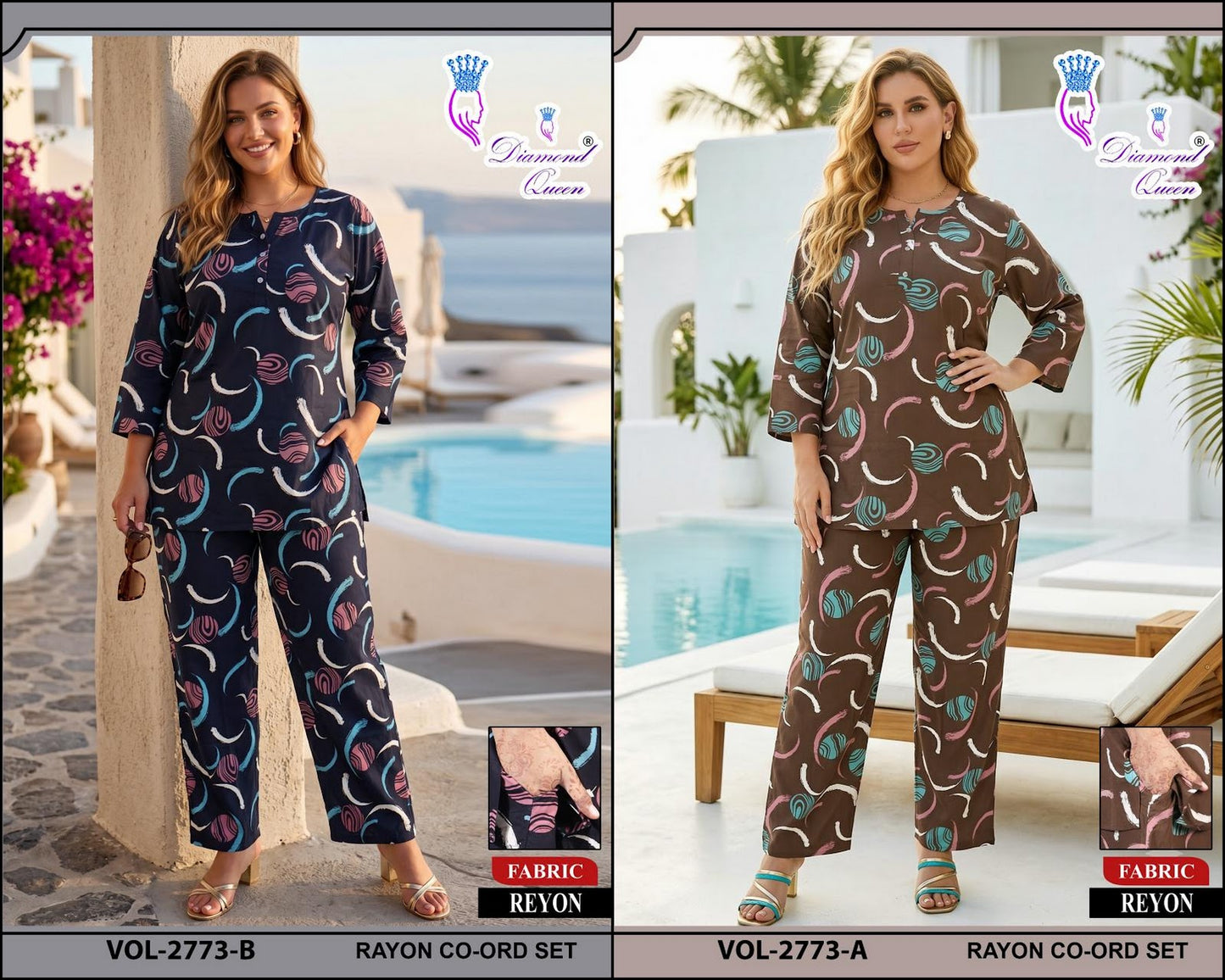 Vol 2768-2779 Diamond Queen Rayon 22Kg Co Ord Set Wholesaler Ahmedabad