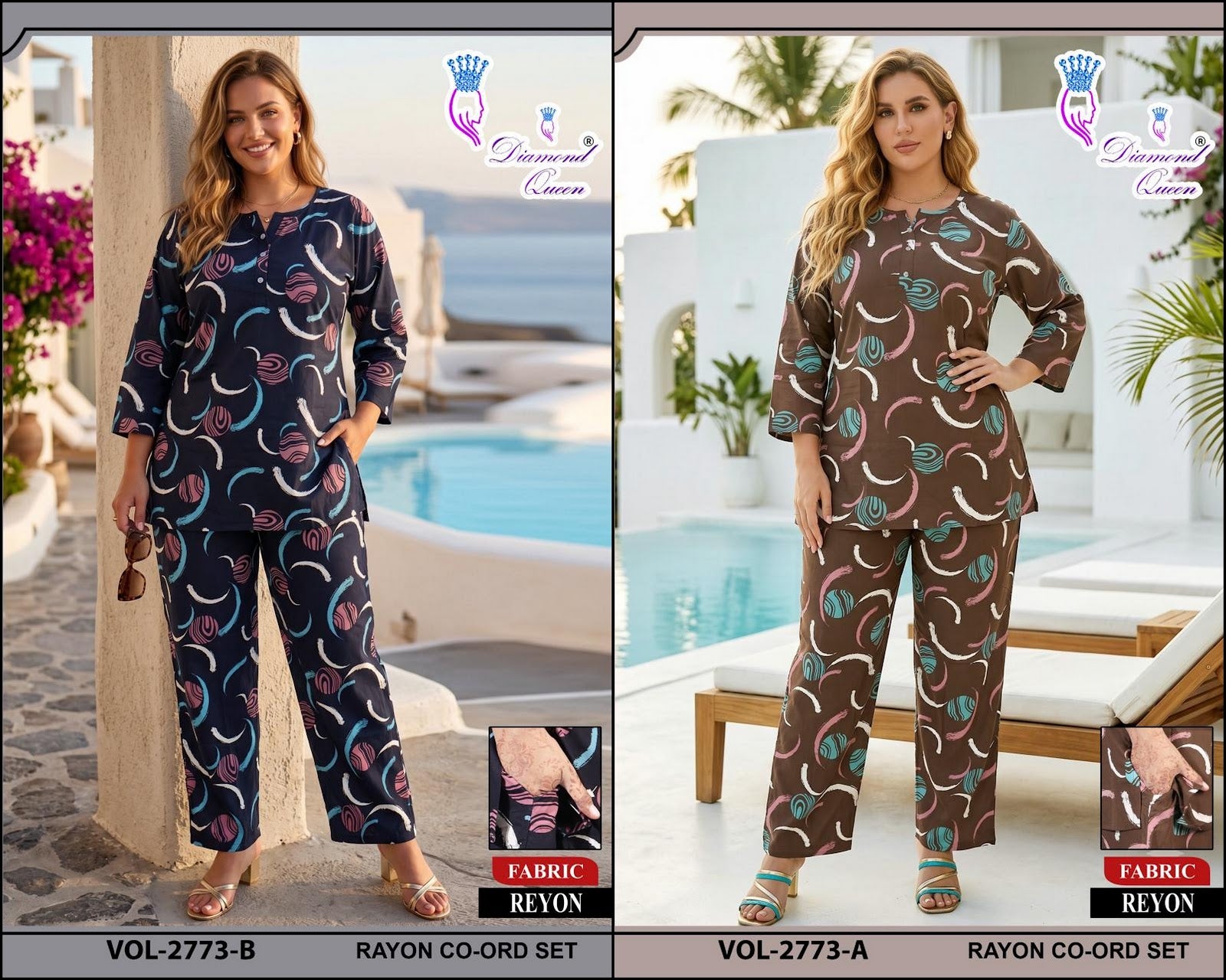 Vol 2768-2779 Diamond Queen Rayon 22Kg Co Ord Set Wholesaler Ahmedabad