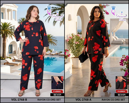 Vol 2768-2779 Diamond Queen Rayon 22Kg Co Ord Set Wholesaler Ahmedabad