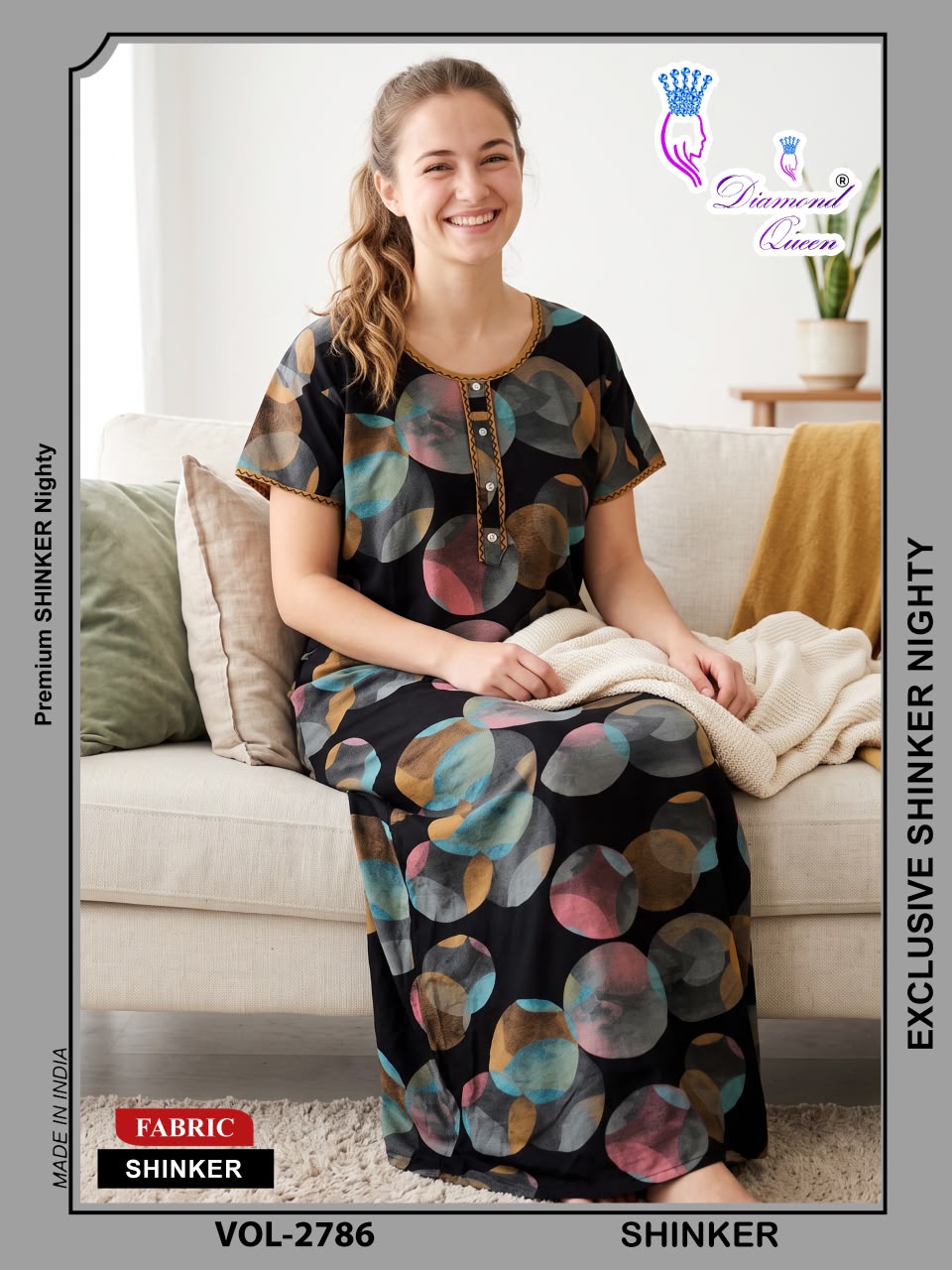 Vol 2786 Diamond Queen Sinker Night Gowns Wholesaler India