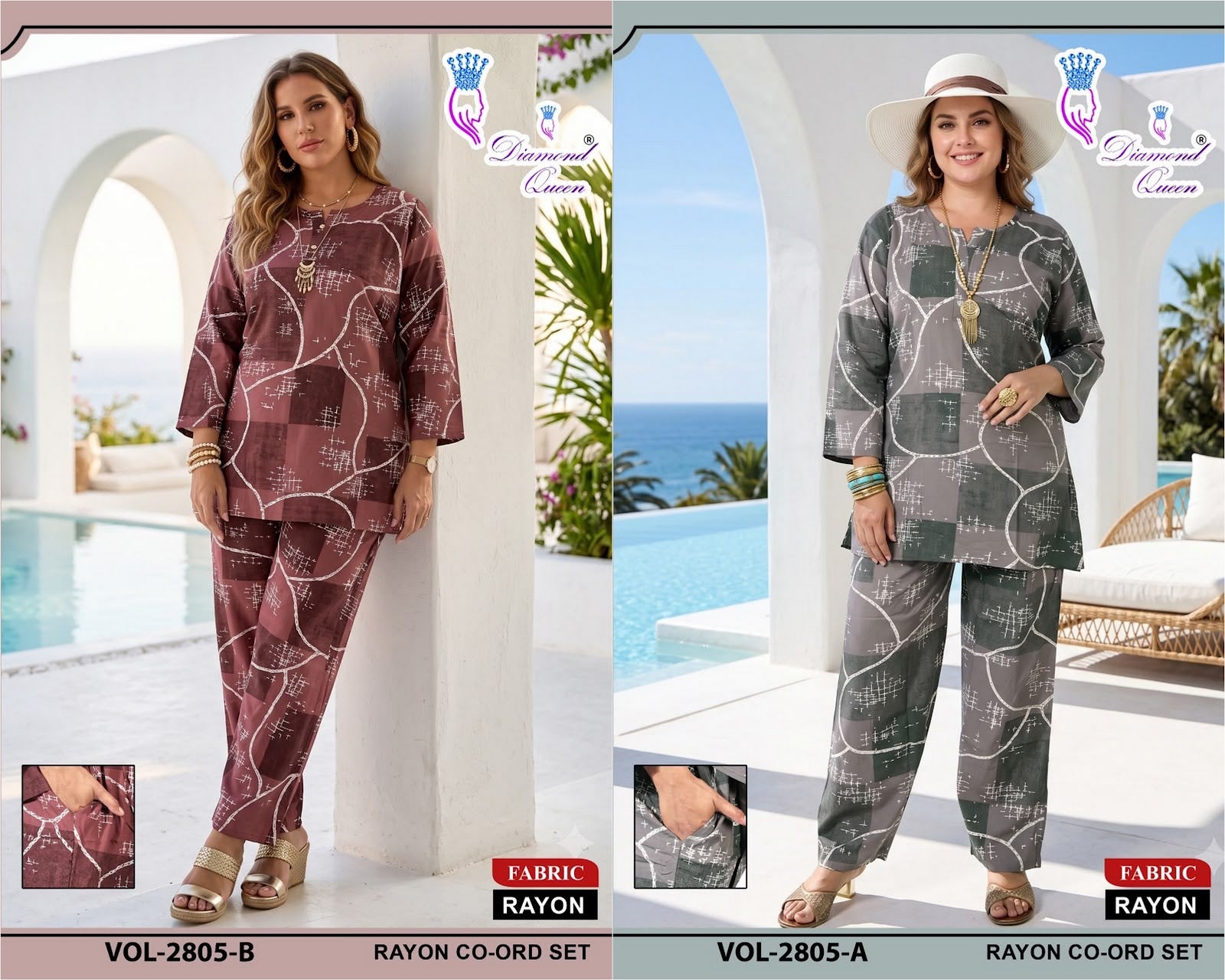 Vol 2802-2807 Diamond Queen Rayon 22Kg Co Ord Set Supplier