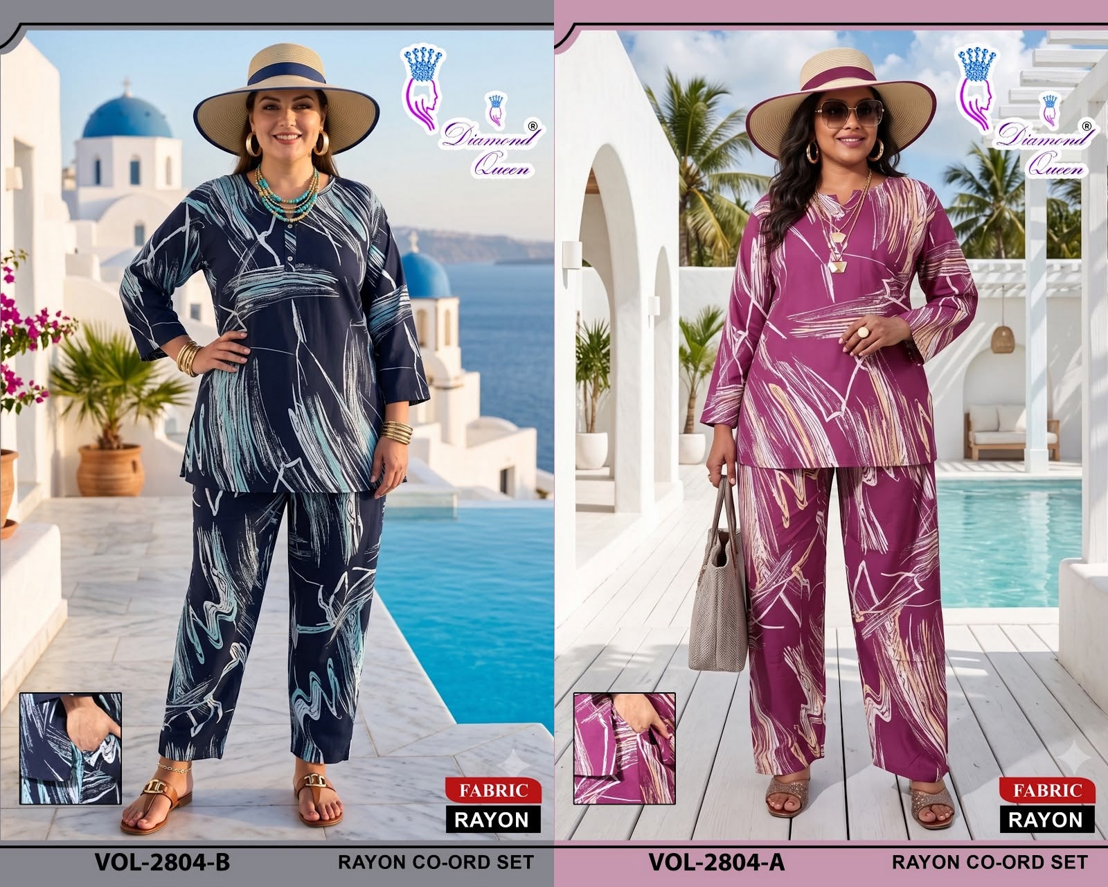 Vol 2802-2807 Diamond Queen Rayon 22Kg Co Ord Set Supplier