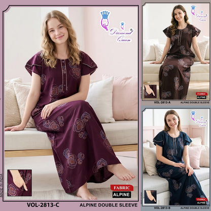 Vol 2808-2815 Alpine Diamond Queen Night Gowns Wholesaler Gujarat