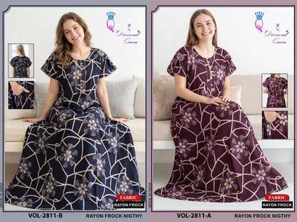 Vol 2808-2815 Diamond Queen Rayon 22Kg Night Gowns Manufacturer